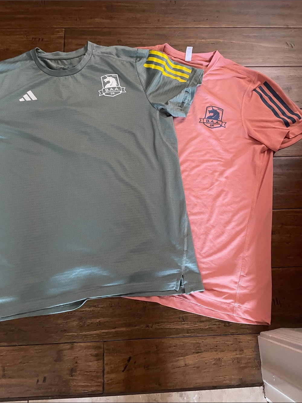 2 Adidas Boston 5K Running Shirts Men’s Size Medium